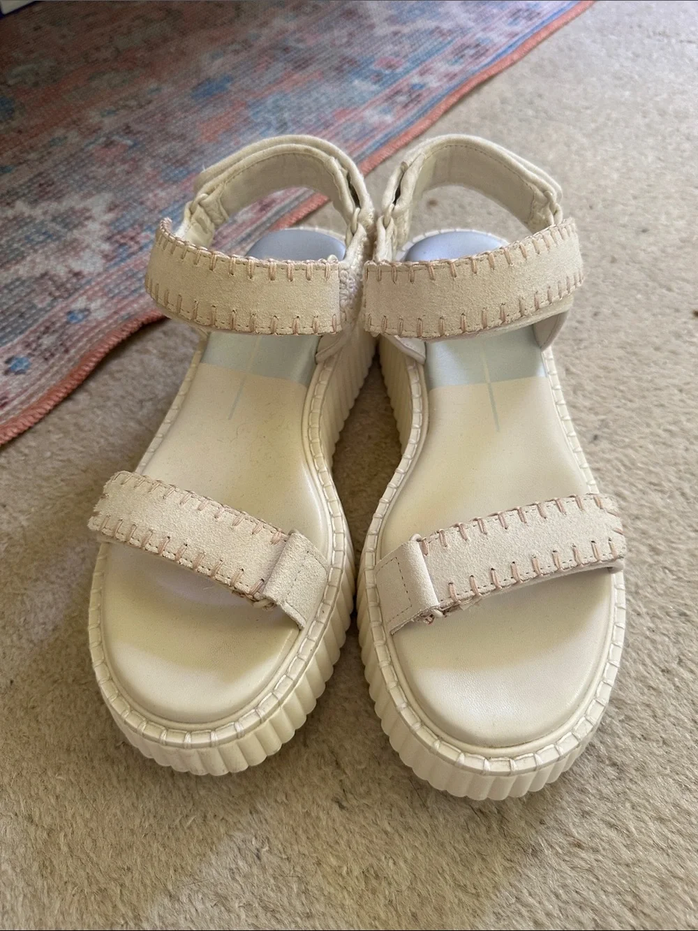 Dolce Vita Women’s Cream Velcro Strap Sandals